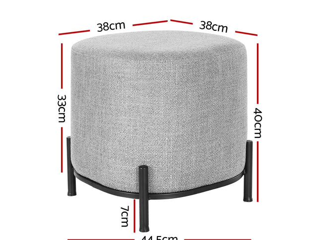 Artiss Ottoman Foot Stool Square Linen Grey