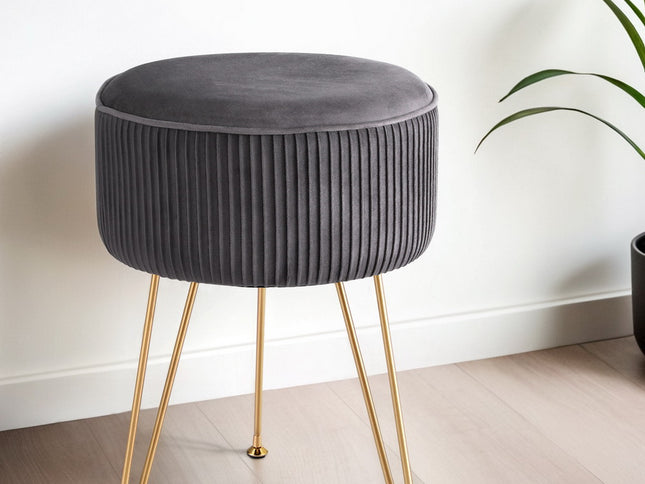 Artiss Ottoman Foot Stool Vanity Velvet Round Grey
