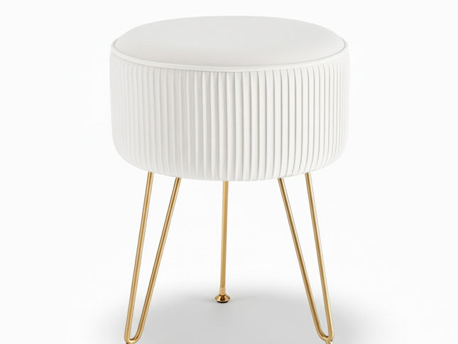 Artiss Ottoman Foot Stool Vanity Velvet Round White