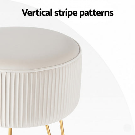 Artiss Ottoman Foot Stool Vanity Velvet Round White