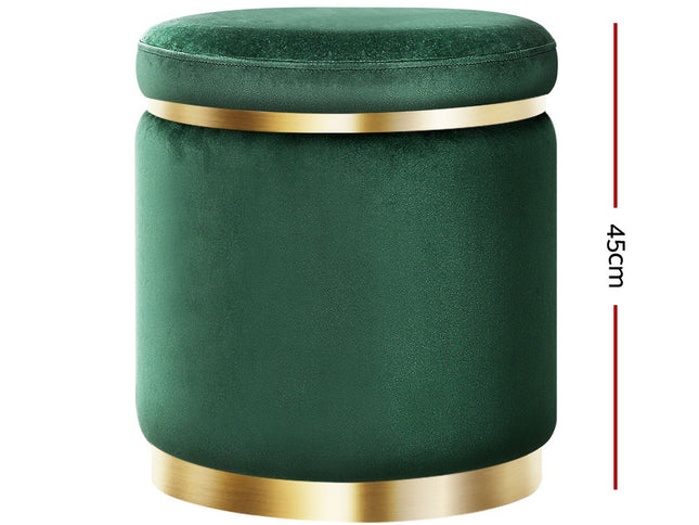 Artiss Ottoman Foot Stool Round Velvet Green