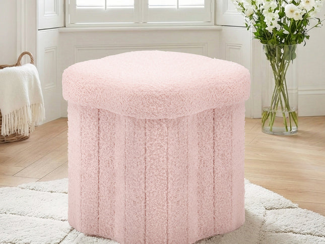 Artiss Storage Ottoman Foot Stool Foldable Pink