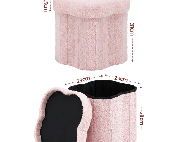 Artiss Storage Ottoman Foot Stool Foldable Pink
