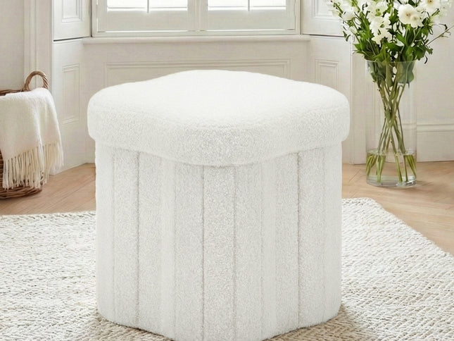 Artiss Storage Ottoman Foot Stool Foldable White