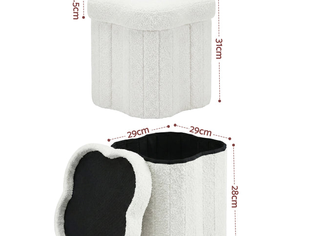Artiss Storage Ottoman Foot Stool Foldable White