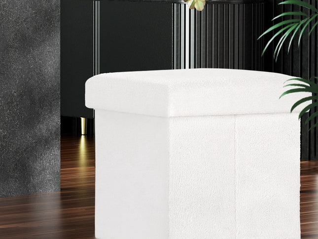 Artiss Ottoman Storage Foot Stool Vanity Square Teddy