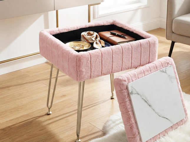Artiss Storage Ottoman Vanity Foot Stool Pink