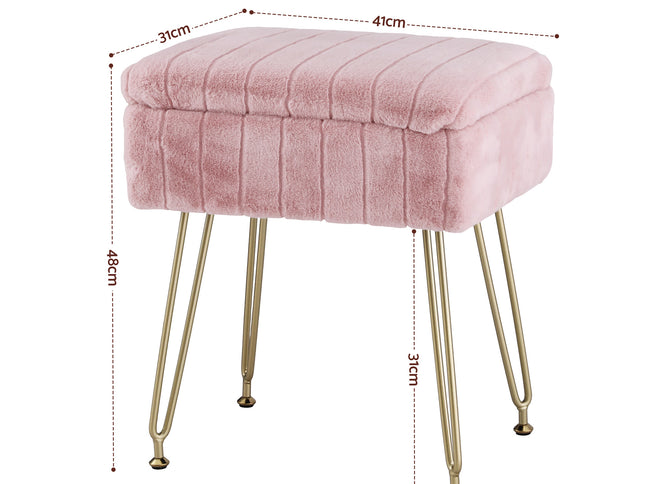 Artiss Storage Ottoman Vanity Foot Stool Pink