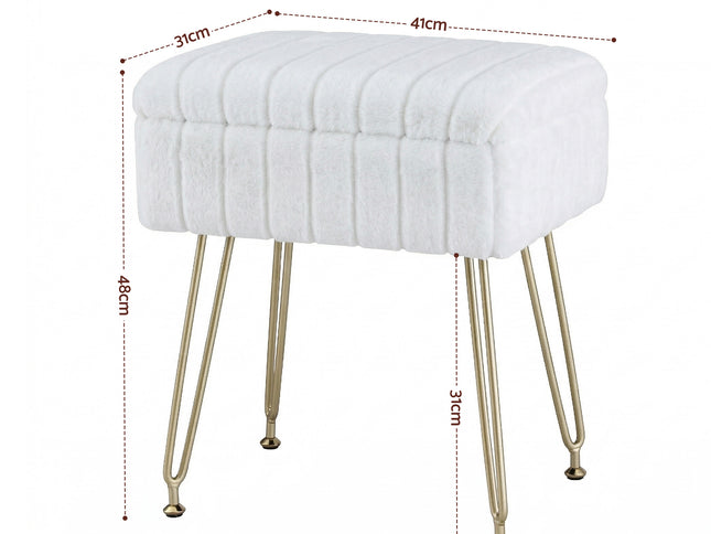 Artiss Storage Ottoman Vanity Foot Stool White