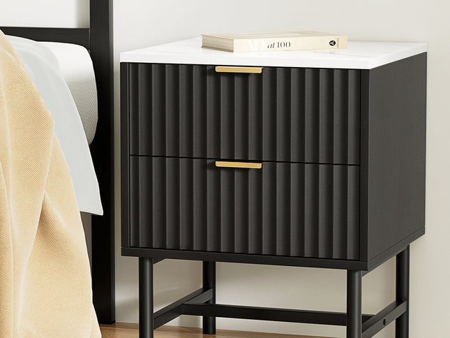 Artiss Bedside Table 2 Drawers - Black