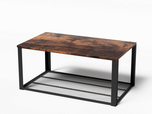 Artiss Coffee Table 2-Tier Rustic Brown 104CM