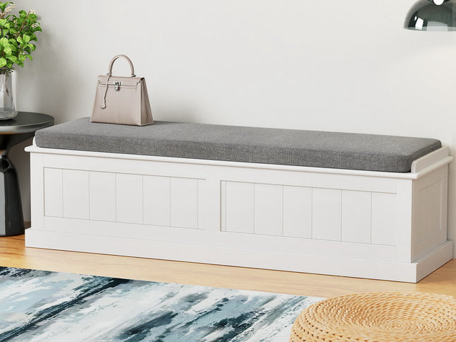 Artiss Storage Ottoman Blanket Box 140cm Fluted Grey