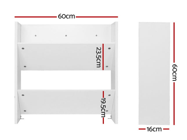 Artiss Shoe Rack 2-tier 12 Pairs Wall Mounted x2 - White