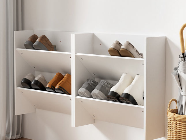 Artiss Shoe Rack 2-tier 12 Pairs Wall Mounted x2 - White