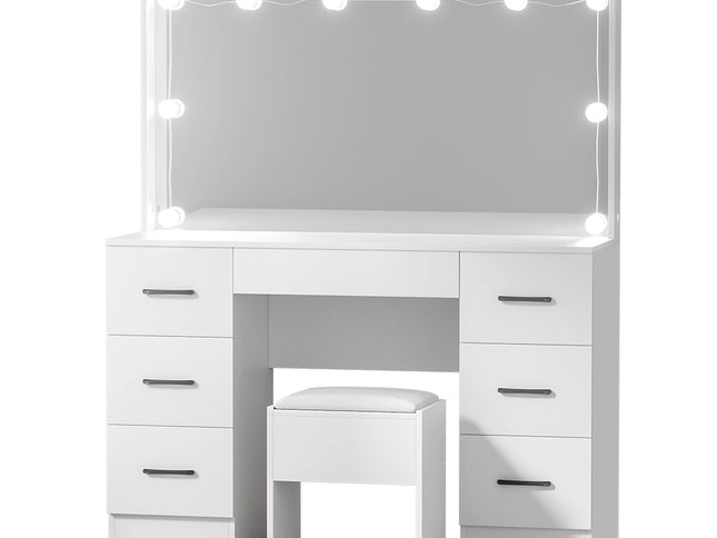 Artiss Dressing Table Set Stool 10 Led Bulbs White Debbie