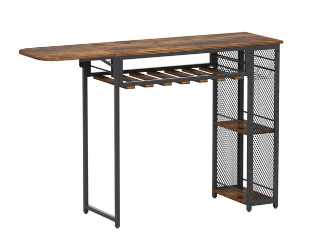 Artiss Industrial Bar Table with Wine Rack Built-in Cup Holder Extendable 140cm