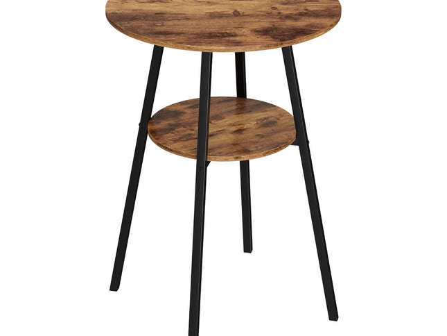 Artiss Industrial Bar Table with 2-Tier Organizer Weather-Resistant MDF Top Steel Frame