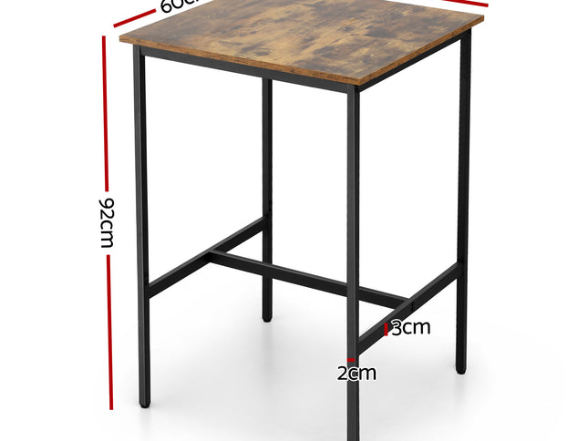 Artiss Bar Table Counter Kitchen Dining Desk Pub 60x92cm Vintage Metal Walnut