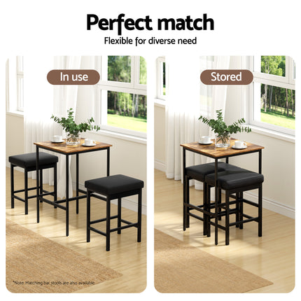 Artiss Bar Table Counter Kitchen Dining Desk Pub 60x92cm Vintage Metal Walnut