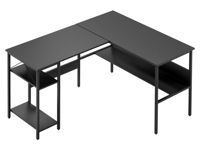 Artiss Computer Desk L shape Home Office Study Table Desks Open Shelf Black