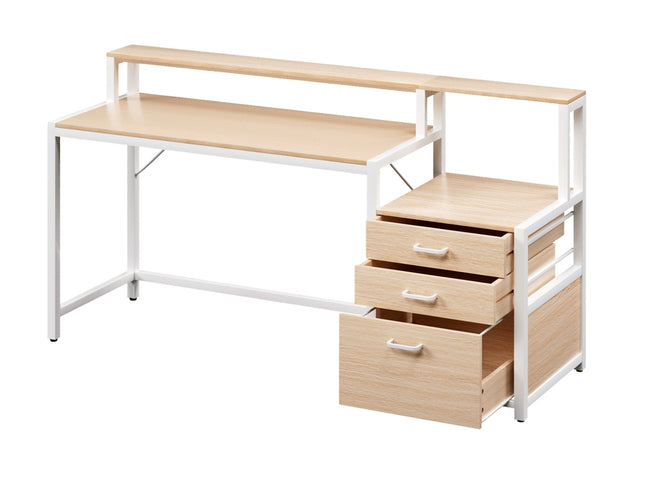 Artiss Computer Desk Home Office Study Table Desks w/Drawers Open Shelf Oak 160CM