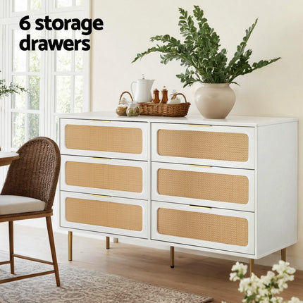 Artiss Chest of 6 Drawers Lowboy Cabinet White