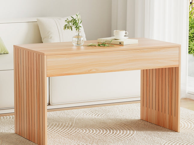 Artiss Coffee Table Rectangle Fluted Side 100CM