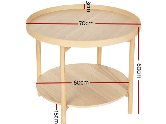 Artiss Coffee Table Side Table Round 70CM