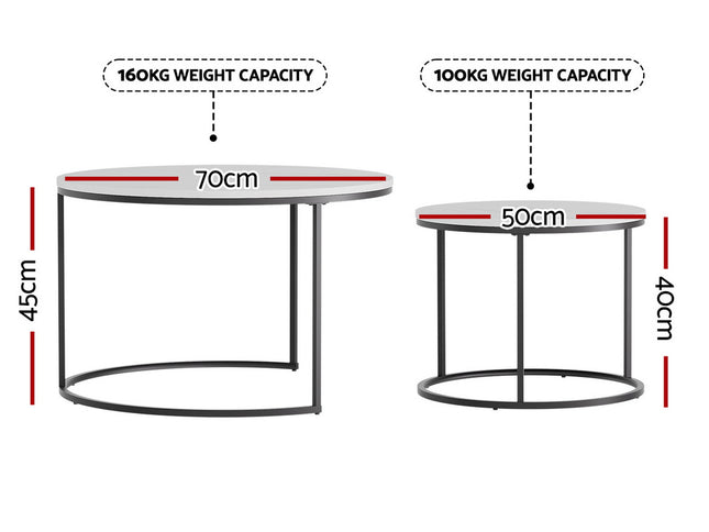 Artiss Nesting Coffee Table Set of 2 Marble Effect