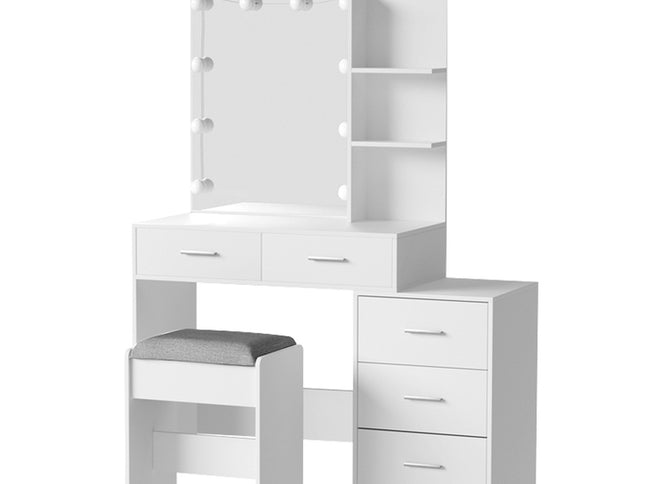 Artiss Dressing Table Set Stool 10 LED Bulbs White Dale