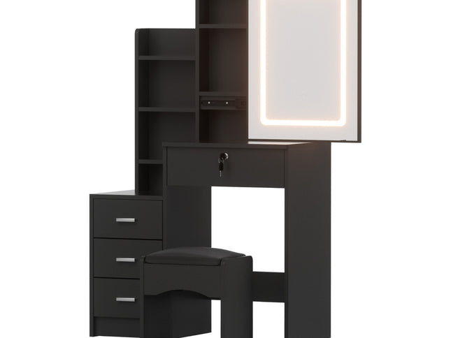 Artiss Dressing Table Vanity Desk Set Stool Led Black