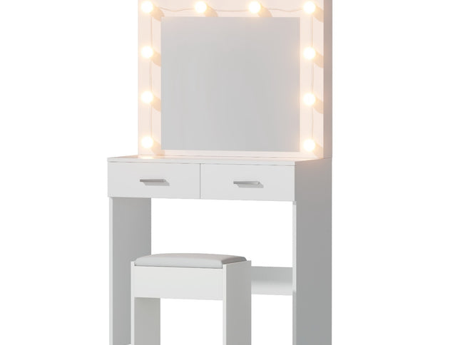 Artiss Dressing Table Vanity Desk Set Stool 10 Led Bulbs White