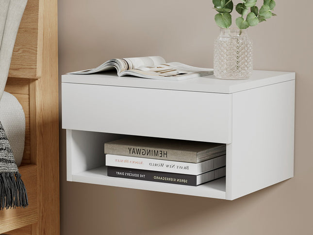 Artiss Floating Bedside Table Nightstand Drawer White