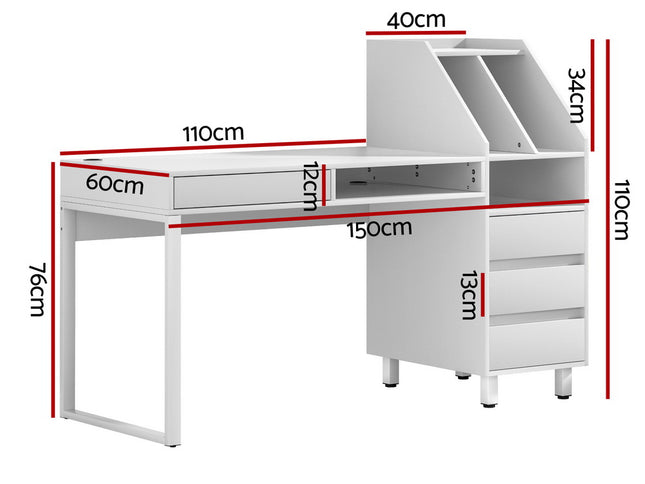 Artiss Computer Desk Office Study Desks Table Drawer Bookshelf