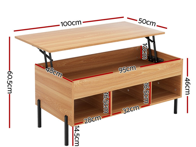 Artiss Coffee Table Lift-top Oak
