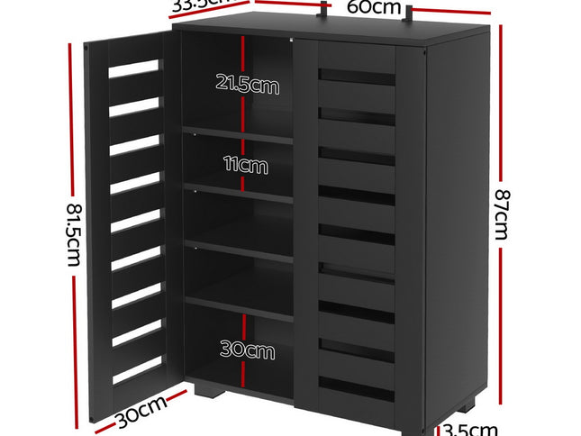 Artiss Shoe Rack Storage Cabinet 20 Pairs 5-tier Black Alster