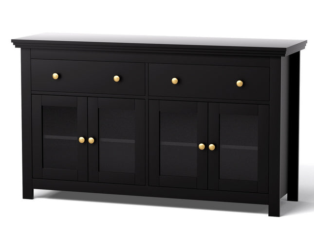 Artiss Buffet Sideboard Storage Cabinet Kitchen Cupboard Clear Door Drawer Black