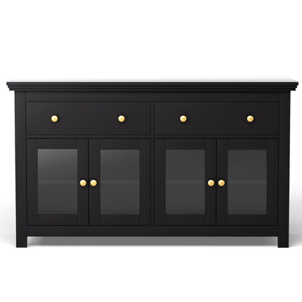 Artiss Buffet Sideboard Storage Cabinet Kitchen Cupboard Clear Door Drawer Black