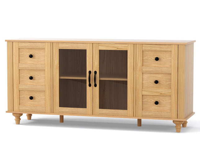 Artiss Buffet Sideboard Storage Cabinet Kitchen Cupboard Faux Drawer 150CM Pine