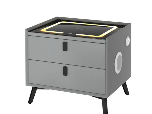 Artiss Smart Bedside Table with Wireless Charging - AIKA Grey