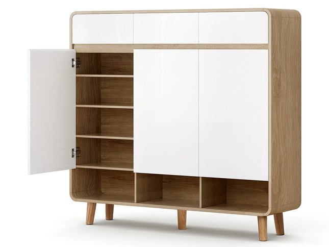 Artiss Shoe Rack Cabinet 25 Pairs Storage Cupboard Pine&White