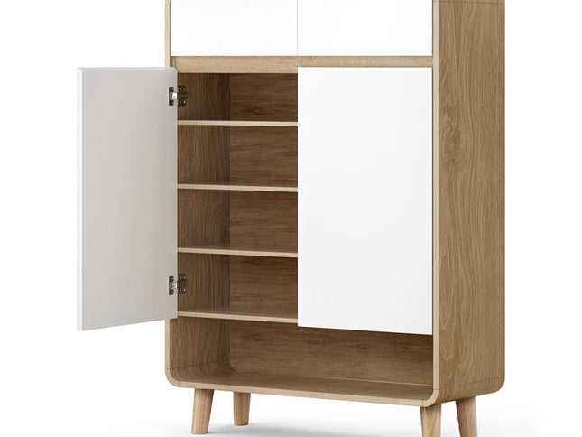 Artiss Shoe Rack Cabinet 20 Pairs Storage Cupboard Pine&White