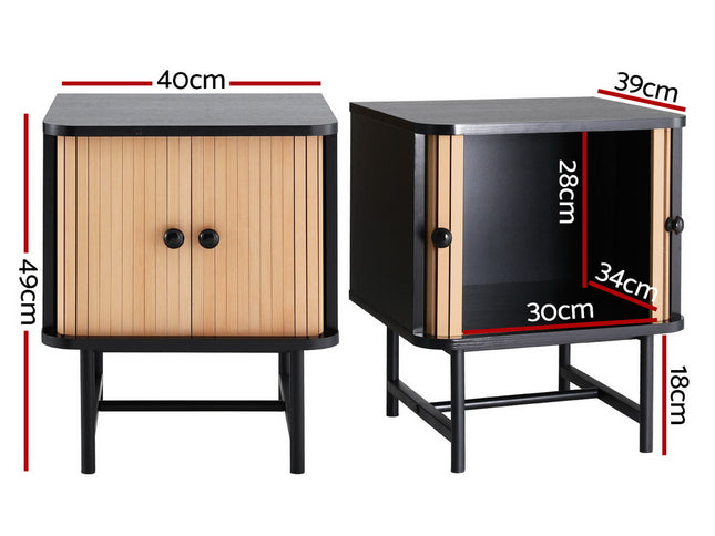 Artiss Bedside Table with Sliding Doors BORIS