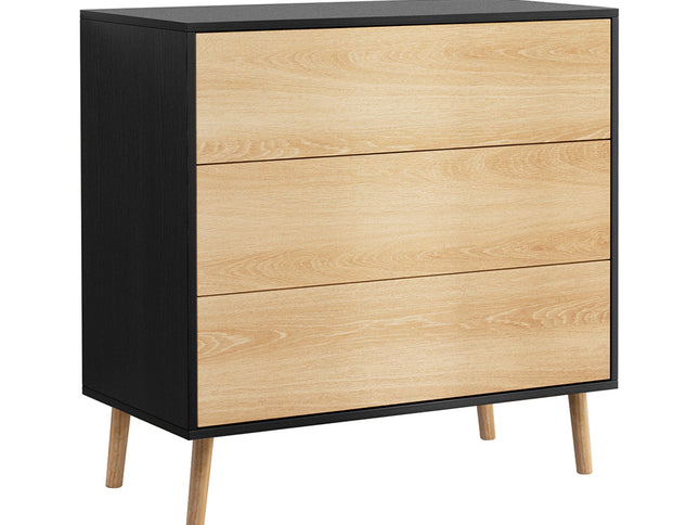 Artiss 3 Chest of Drawers Dresser Table Black&Pine