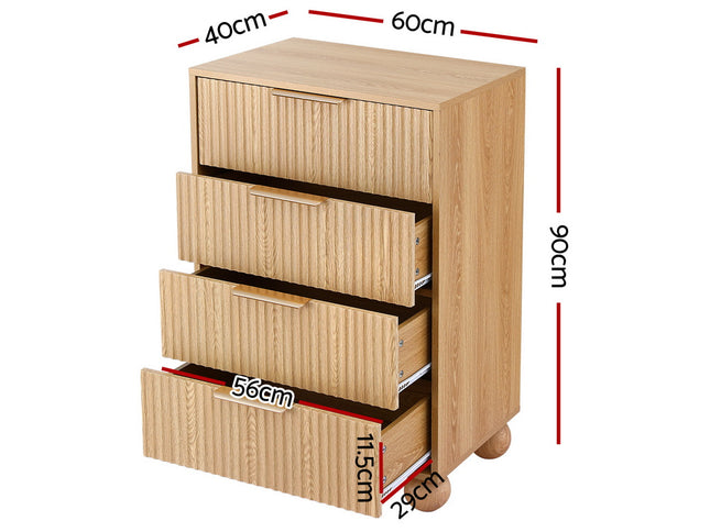 Artiss 4 Chest of Drawers Dresser Tallboy Pine