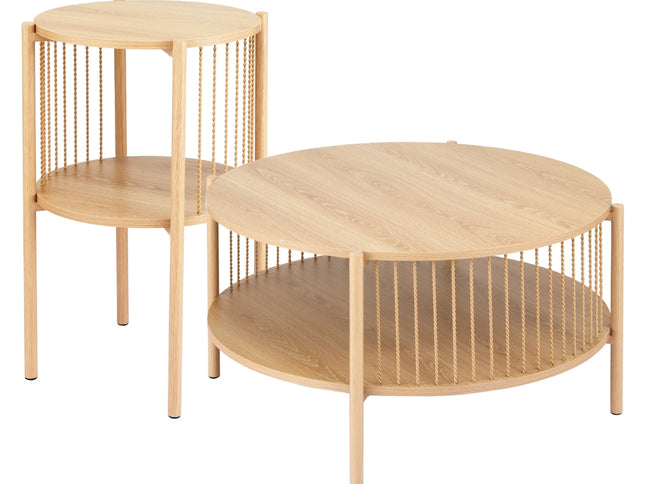 Artiss Coffee Table 2-Tier Round Wood
