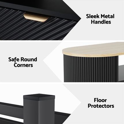 Artiss Coffee Table Drawer Shelf Wood&Black