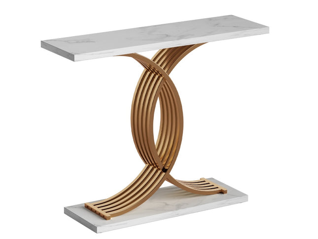 Artiss Console Table Marble Effect White&Gold