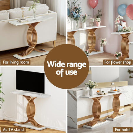 Artiss Console Table Marble Effect White&Gold