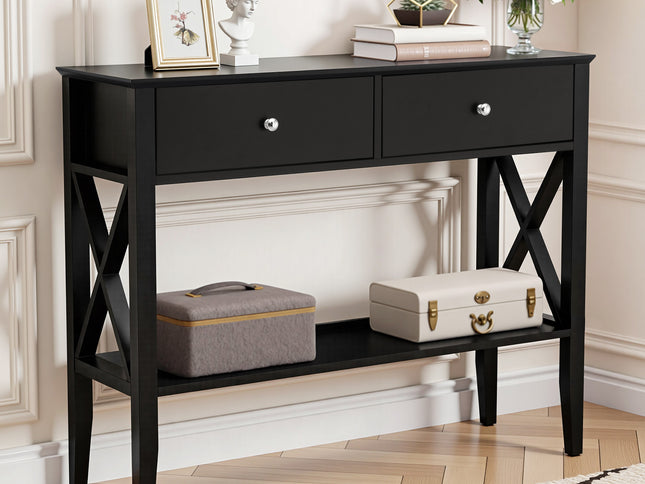 Artiss Console Table 2 Drawers 100CM Black